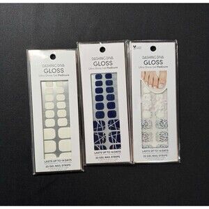 Dashing Diva Pedicure Strips Lot Of 3 Ultra Shine Gel White Black Sparkle NEW